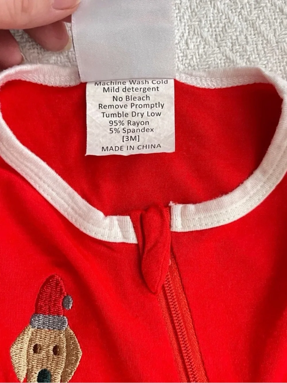 Stitchy Fish Holiday Red Embroidered Puppy Zipper Footie Sleeper
